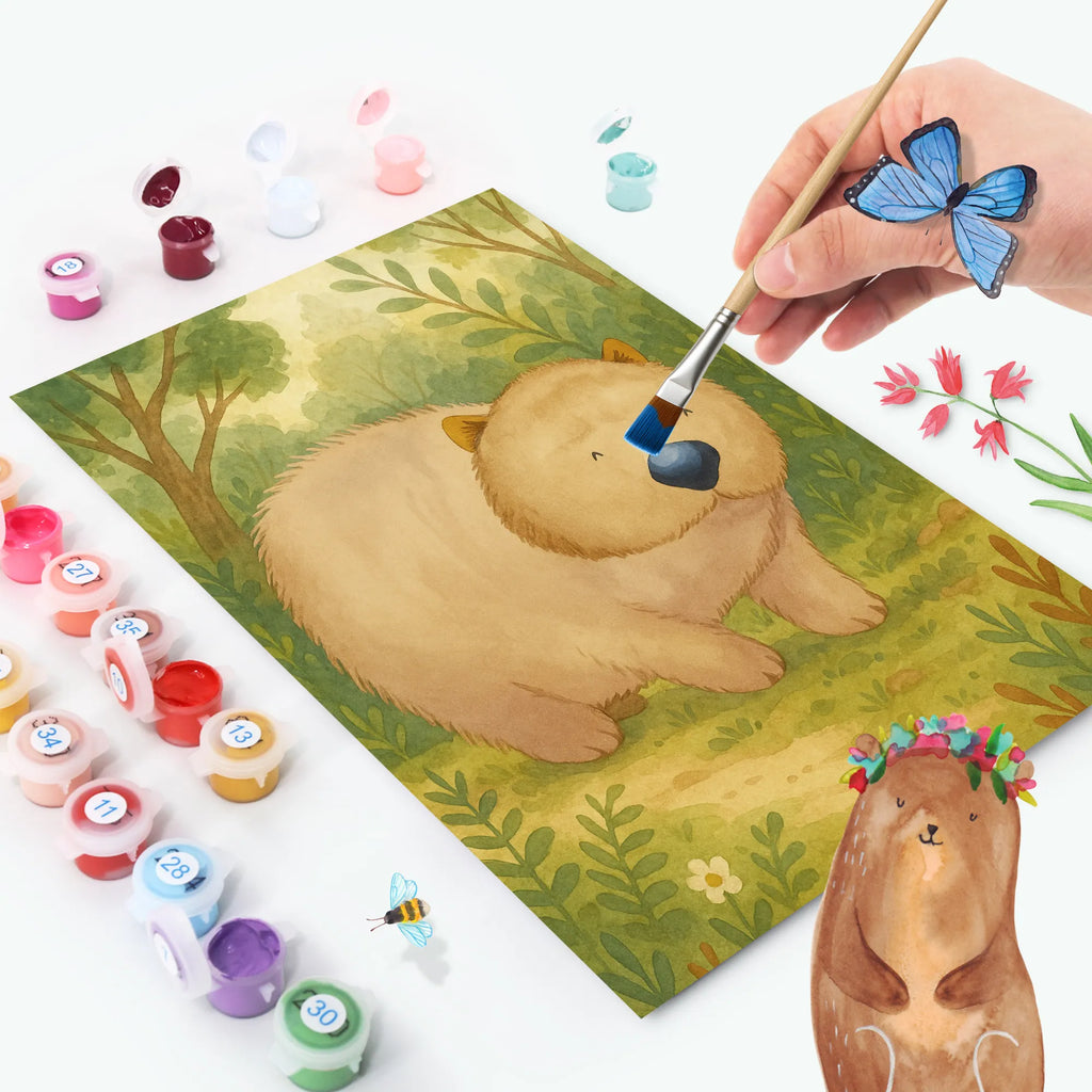 Malowanie według numerów Wombat Design Bastelidee, Basteln, Malen, DIY, Kreativität, Malen nach Zahlen, Künstler, Ausmalbild, Kunstwerk, lustige Sprüche, Tiere, Tiermotive, Gute Laune, Motivation, Das Leben ist schön, Wombat, Spruch, Australien