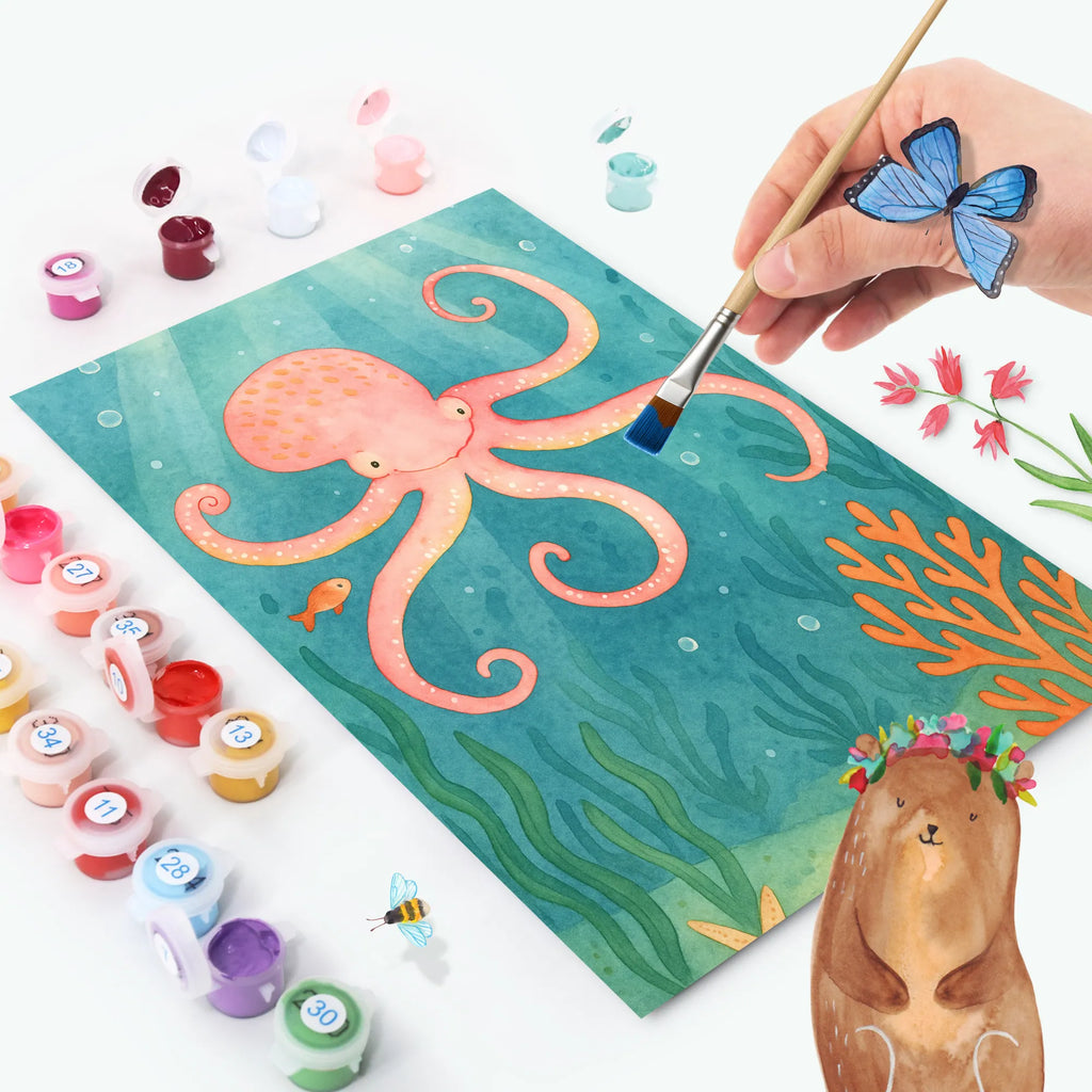 Malen nach Zahlen Tintenfisch Design Ausmalbild, DIY, Kreativität, Kunstwerk, Malen, Baseln, Malen nach Zahlen, Künstler, Bastelidee, Tiermotive, Gute Laune, lustige Sprüche, Tiere, Meerestier, Arme, Tintenfisch, Wasser, Meer, Krake, Ozean