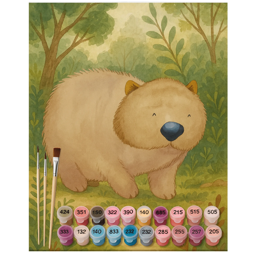 Malowanie według numerów Wombat Design Bastelidee, Basteln, Malen, DIY, Kreativität, Malen nach Zahlen, Künstler, Ausmalbild, Kunstwerk, lustige Sprüche, Tiere, Tiermotive, Gute Laune, Motivation, Das Leben ist schön, Wombat, Spruch, Australien