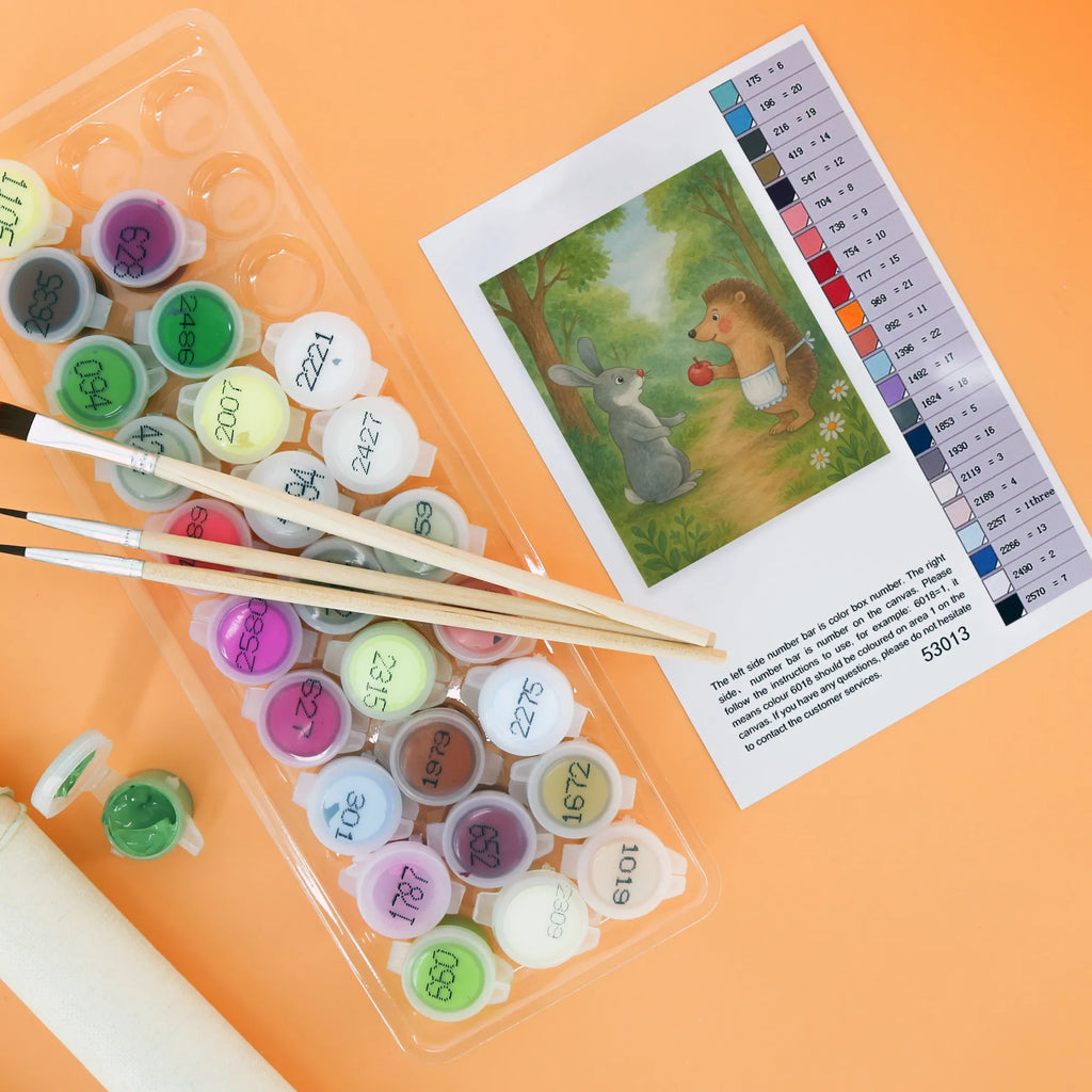 Malowanie według numerów królik jeż Design Malen nach Zahlen, Kreativität, Kunstwerk, DIY, Baseln, Bastelidee, Malen, Ausmalbild, Künstler, Tiermotive, Gute Laune, lustige Sprüche, Tiere, Igel und Hase, Hase, Igel, Herzschmerz, Trennungsschmerz, Spruch romantisch, Liebeskummer Geschenk, Trösten, Liebe Spruch