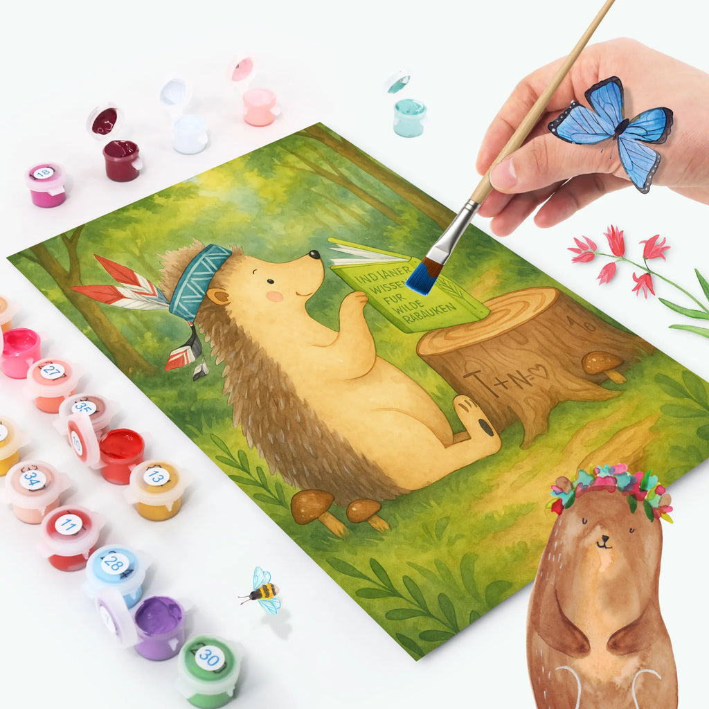 Paint by Numbers Hedgehog feather headdress Design Forest animals, Indians, Camping, Campfire, Adventure, Hedgehogs