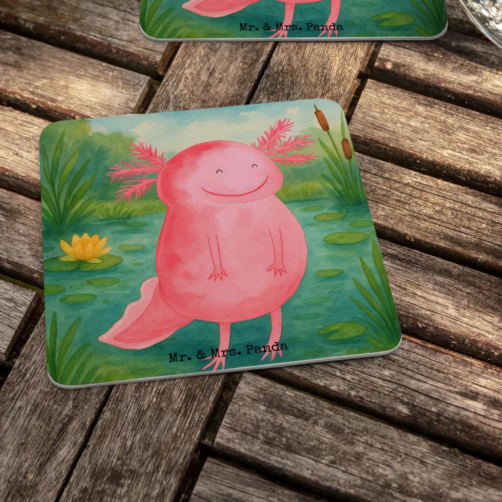 Bierdeckel Axolotl Glücklich Design Bierdeckel, Gastgeschenk Hochzeit, Tischdeko, Axolotl, Molch, Axolot, Schwanzlurch, Lurch, Lurche, Motivation, gute Laune