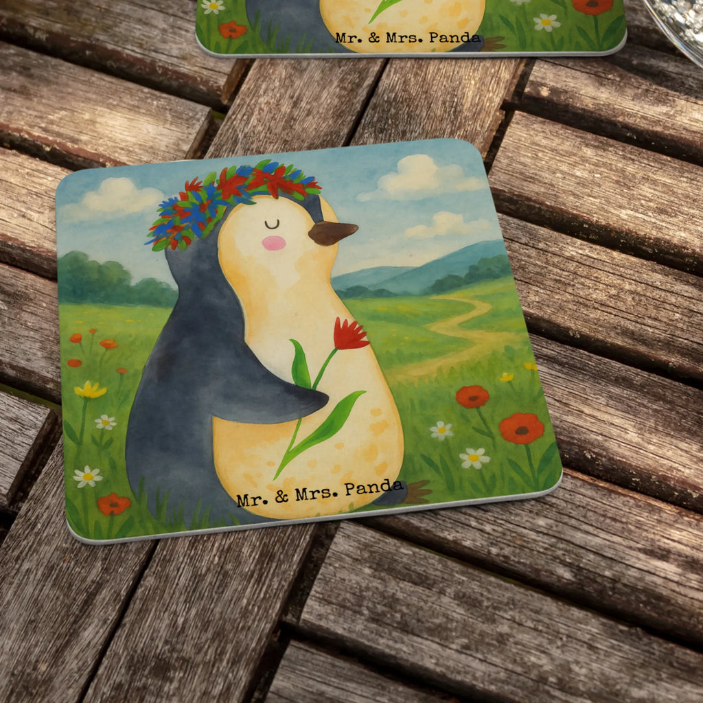 Bierdeckel Pinguin Blumen Design Bierdeckel, Gastgeschenk Hochzeit, Tischdeko, Pinguin, Pinguine, Blumenkranz, Universum, Leben, Wünsche, Ziele, Lebensziele, Motivation, Lebenslust, Liebeskummer, Geschenkidee