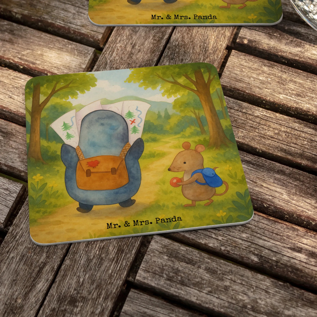 Bierdeckel Pinguin & Maus Wanderer Design Bierdeckel, Gastgeschenk Hochzeit, Tischdeko, Pinguin, Pinguine, Abenteurer, Abenteuer, Roadtrip, Ausflug, Wanderlust, wandern