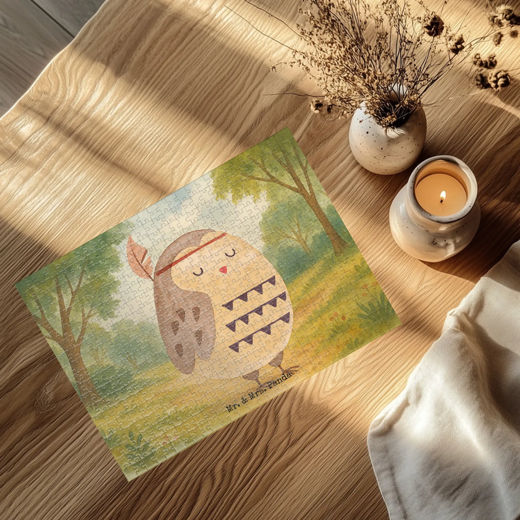 Puzzle Eule Federschmuck Design Puzzle, Eule, Eule Deko, Owl, Das Leben ist ein Abenteuer, Reisespruch, Federschmuck, Dekoration
