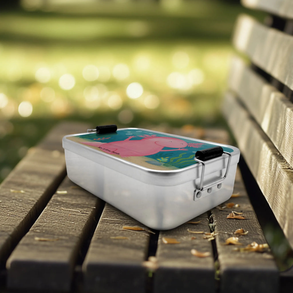 Metall Brotdose Axolotl Hurra Design Brotdose, Brotbox, Axolotl, Molch, Lurche, Motivation, Schwanzlurch, Zufriedenheit, Lurch, fröhlich, Axolot, Spaß, Freude