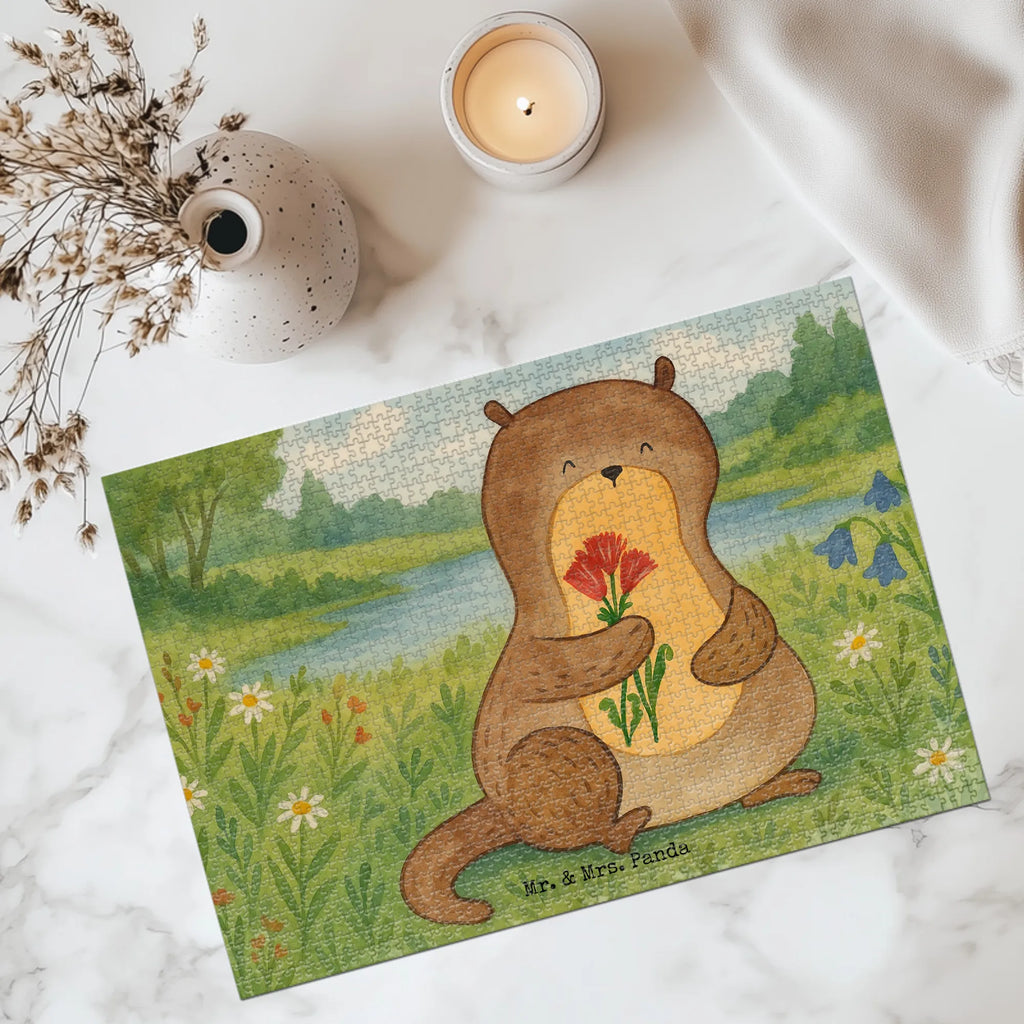 Puzzle Otter Blumenstrauß Design Puzzle, Otter, Fischotter, Seeotter, Otter Seeotter See Otter