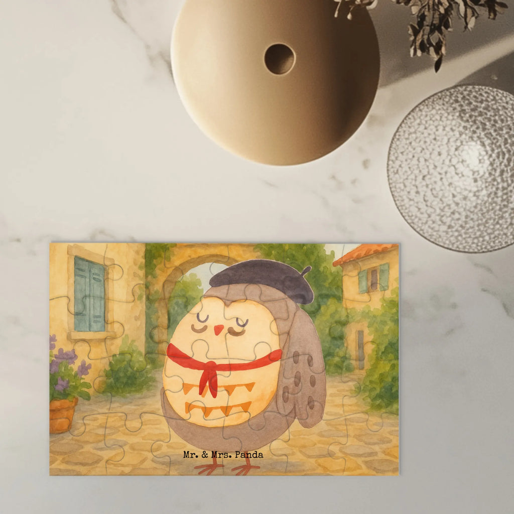 Puzzle Eule Frankreich Design Puzzle, Eule, Eulen, Eule Deko, Owl, hibou, La vie est belle, das Leben ist schön, Spruch schön, Spruch Französisch, Frankreich