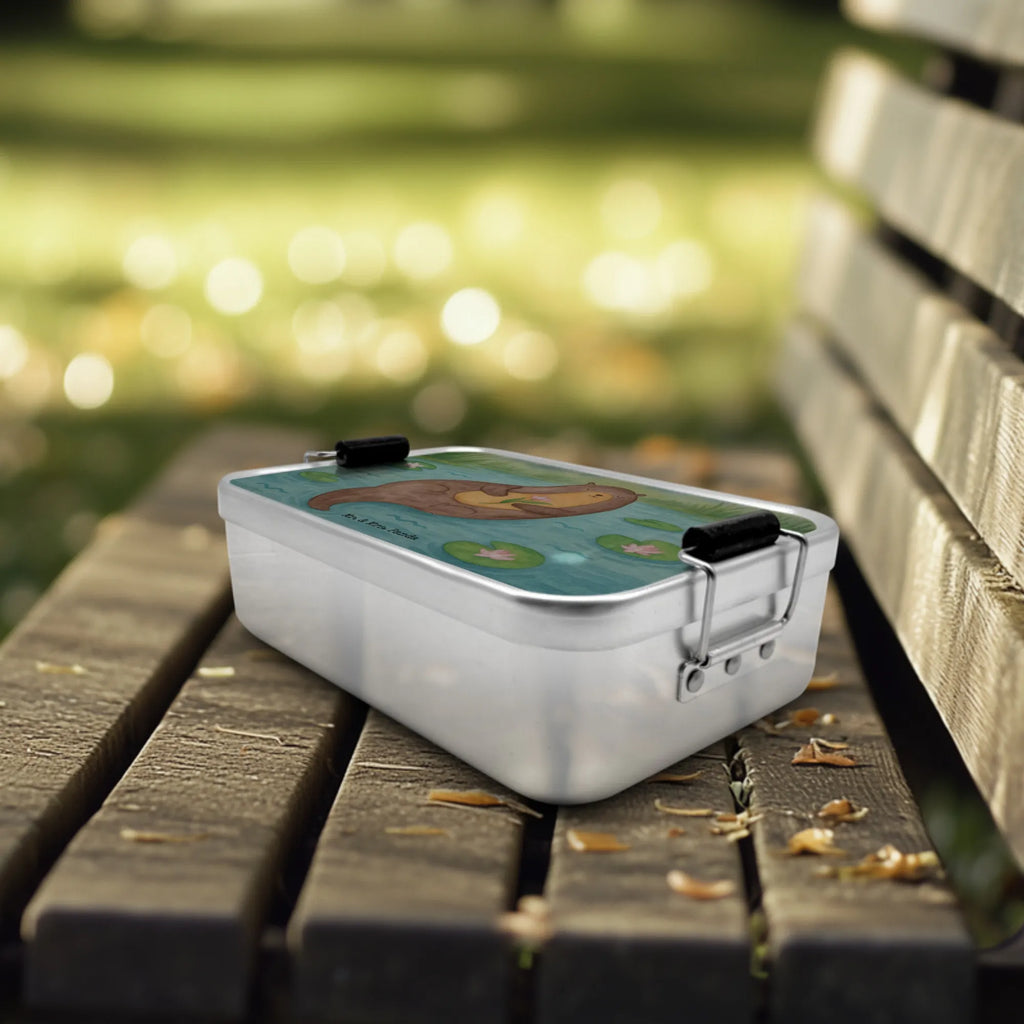 Metall Brotdose Otter Seerose Design Vesperdose Metall, Brotdose Arbeit, Metall Brotbox, Vintage Brotdose, Brotdose, Metall Brotdose, Lunchbox Metall, Metallbox, Schul Brotdose, Pausenbox, Brotbox Metall, Kinder Brotdose, Brotdose Metall, Brotbox, Otter, Fischotter, Seeotter, Otter Seeotter See Otter