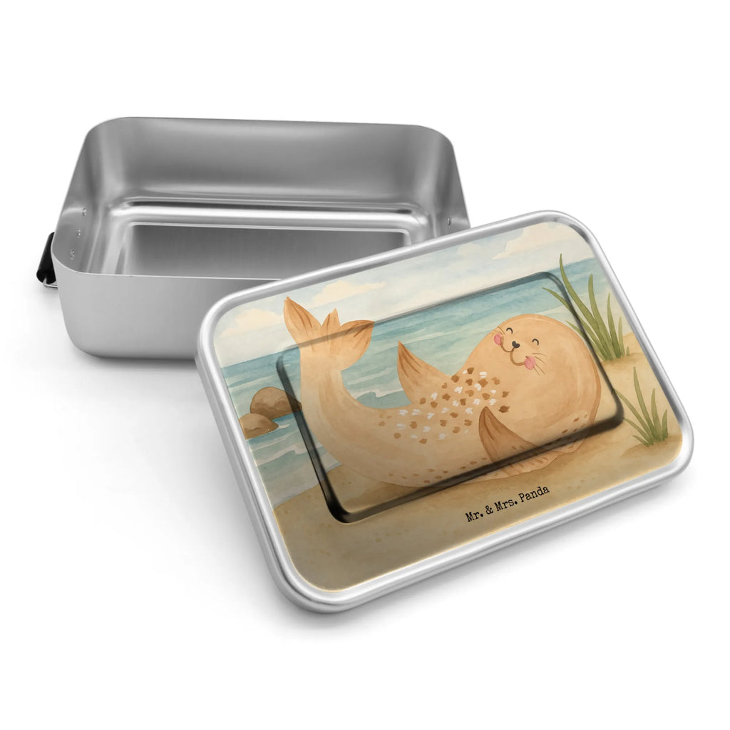 Metall Brotdose Robbe Liegen Design, Ostsee, Nordsee, Strand, Seehund