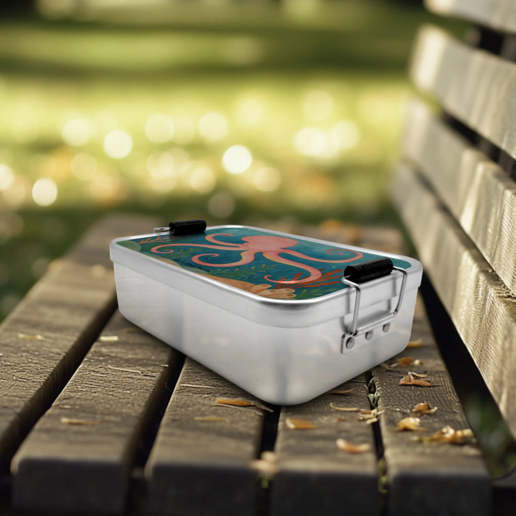 Metall Brotdose Tintenfisch Design Brotdose, Brotbox, Tiermotive, Gute Laune, lustige Sprüche, Tiere, Ozean, Meer, Tintenfisch, Meerestier, Krake, Arme, Wasser
