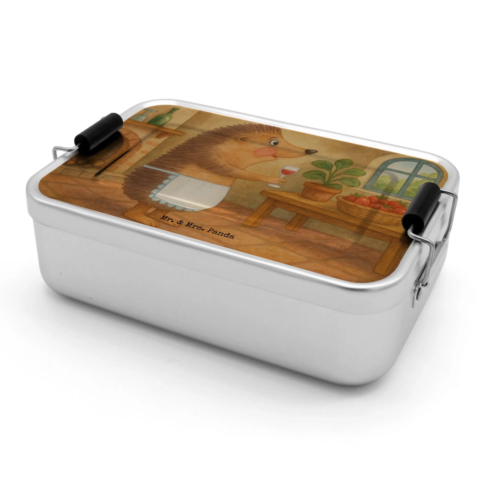 Metall Brotdose Igel Wein Design, Weinglas, Lunchbox, Lunchdose