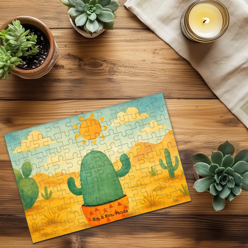 Puzzle Kaktus Sonne Design Puzzle, Kaktus, Kakteen, Liebe Kaktusliebe, Sonne, Sonnenschein, Glück, glücklich, Motivation, Neustart, Trennung, Ehebruch, Scheidung, Freundin, Liebeskummer, Liebeskummer Geschenk, Geschenkidee