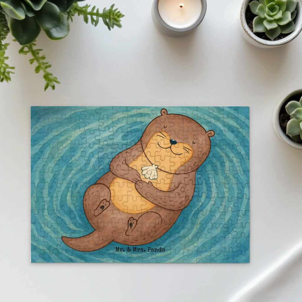 Puzzle Otter Muschel Design Puzzle, Otter, Fischotter, Seeotter, Otterliebe, grübeln, träumen, Motivation, Tagträumen, Büro