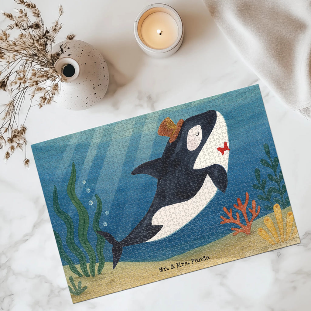 Puzzle Orca Zylinder Design Puzzle, Meerestiere, Meer, Urlaub, Narwal, Glitter, Konfetti, Glitzer, Geburtstag, Feier, Fete, Fest, Glückwunsch, Orca