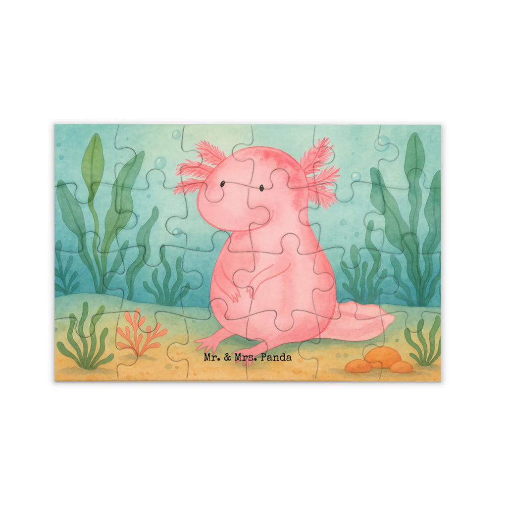 Puzzle Axolotl Niedlich Design Puzzle, Axolotl, Molch, Axolot, vergnügt, fröhlich, zufrieden, Lebensstil, Weisheit, Lebensweisheit, Liebe, Freundin