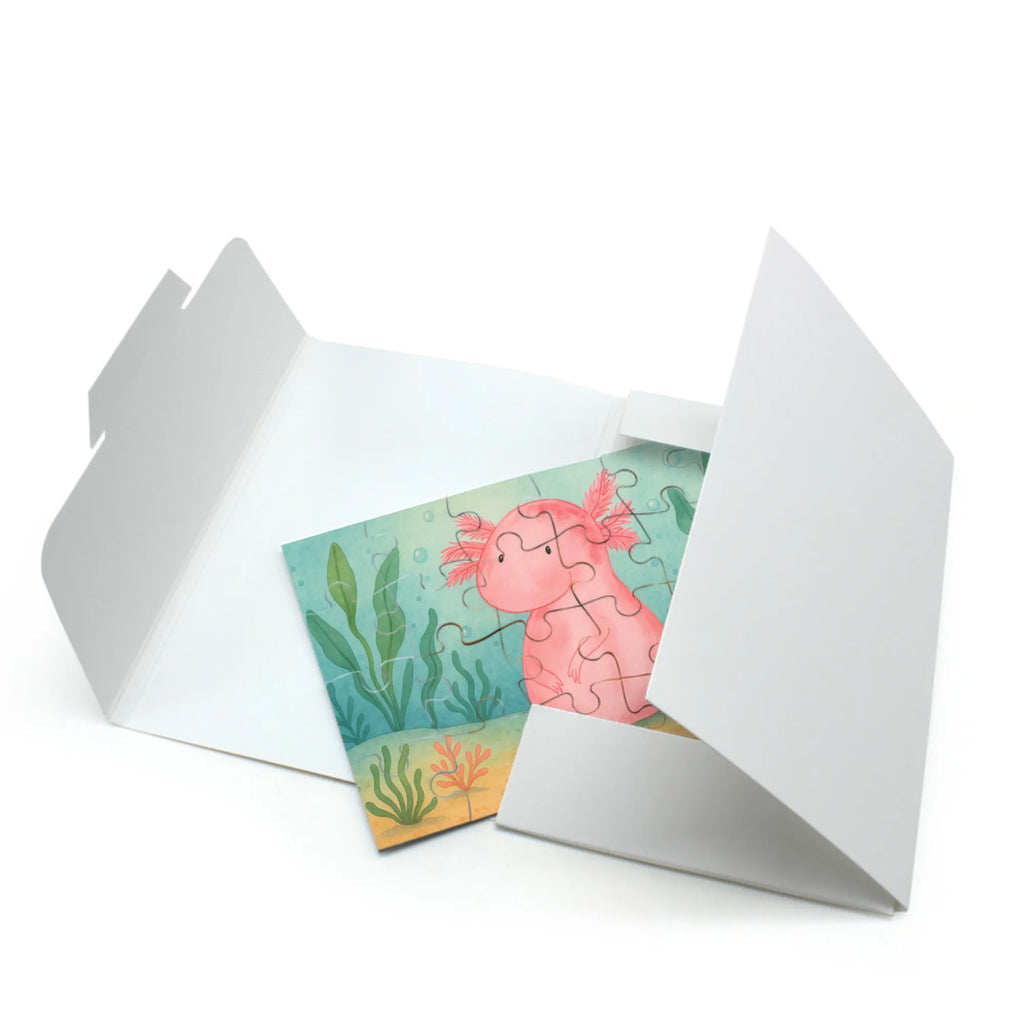 Puzzle Axolotl Niedlich Design Puzzle, Axolotl, Molch, Axolot, vergnügt, fröhlich, zufrieden, Lebensstil, Weisheit, Lebensweisheit, Liebe, Freundin