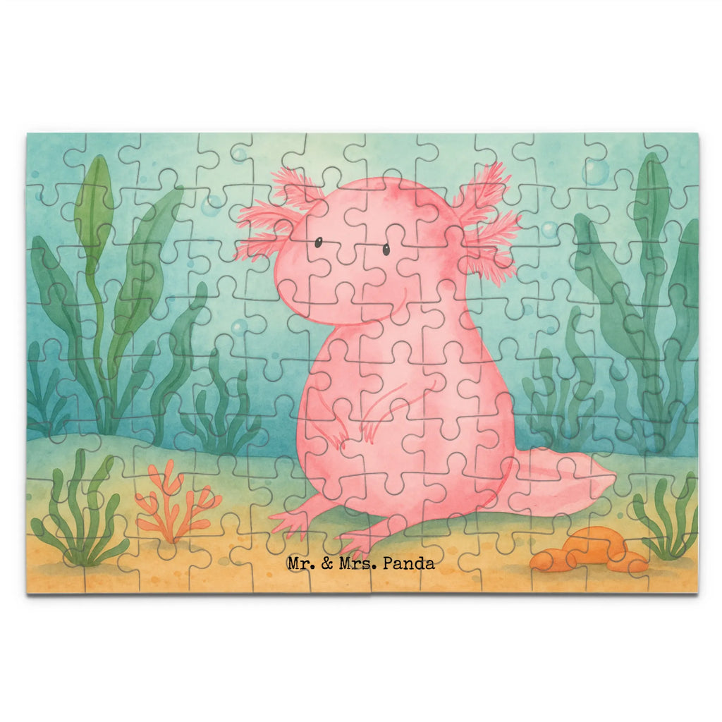 Puzzle Axolotl Niedlich Design Puzzle, Axolotl, Molch, Axolot, vergnügt, fröhlich, zufrieden, Lebensstil, Weisheit, Lebensweisheit, Liebe, Freundin