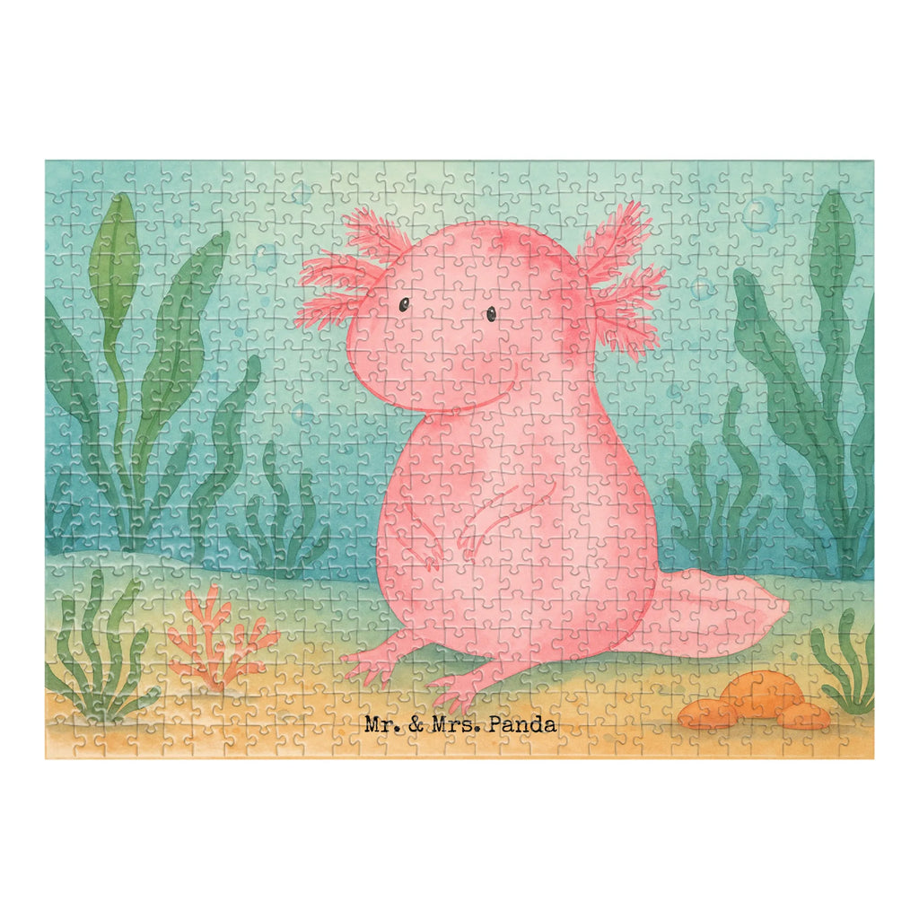 Puzzle Axolotl Niedlich Design Puzzle, Axolotl, Molch, Axolot, vergnügt, fröhlich, zufrieden, Lebensstil, Weisheit, Lebensweisheit, Liebe, Freundin