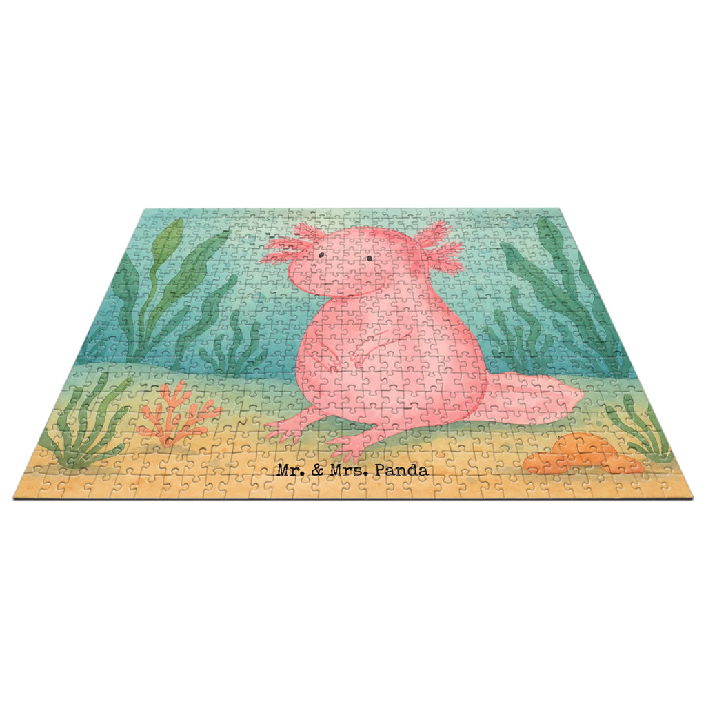 Puzzle Axolotl Niedlich Design Puzzle, Axolotl, Molch, Axolot, vergnügt, fröhlich, zufrieden, Lebensstil, Weisheit, Lebensweisheit, Liebe, Freundin