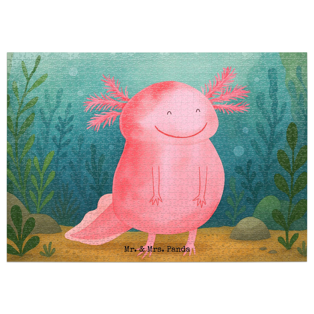 Puzzle Axolotl Glücklich Design Puzzle, Axolotl, Molch, Axolot, Schwanzlurch, Lurch, Lurche, Motivation, gute Laune