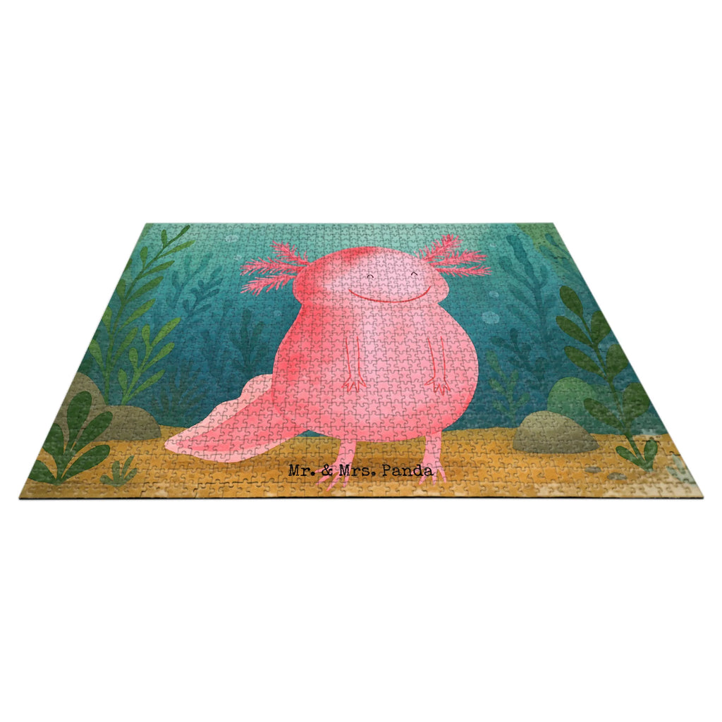 Puzzle Axolotl Glücklich Design Puzzle, Axolotl, Molch, Axolot, Schwanzlurch, Lurch, Lurche, Motivation, gute Laune
