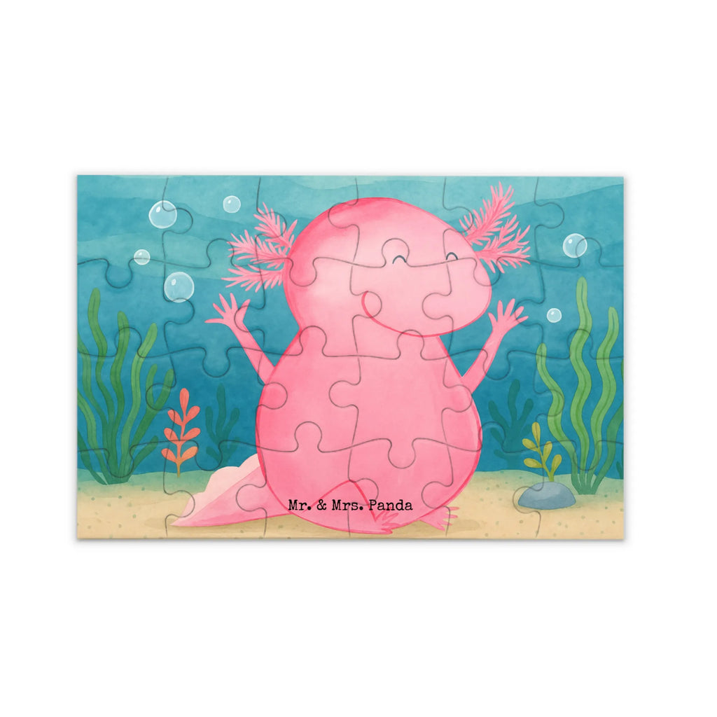 Puzzle Axolotl Hurra Design Puzzle, Axolotl, Molch, Axolot, Schwanzlurch, Lurch, Lurche, fröhlich, Spaß, Freude, Motivation, Zufriedenheit