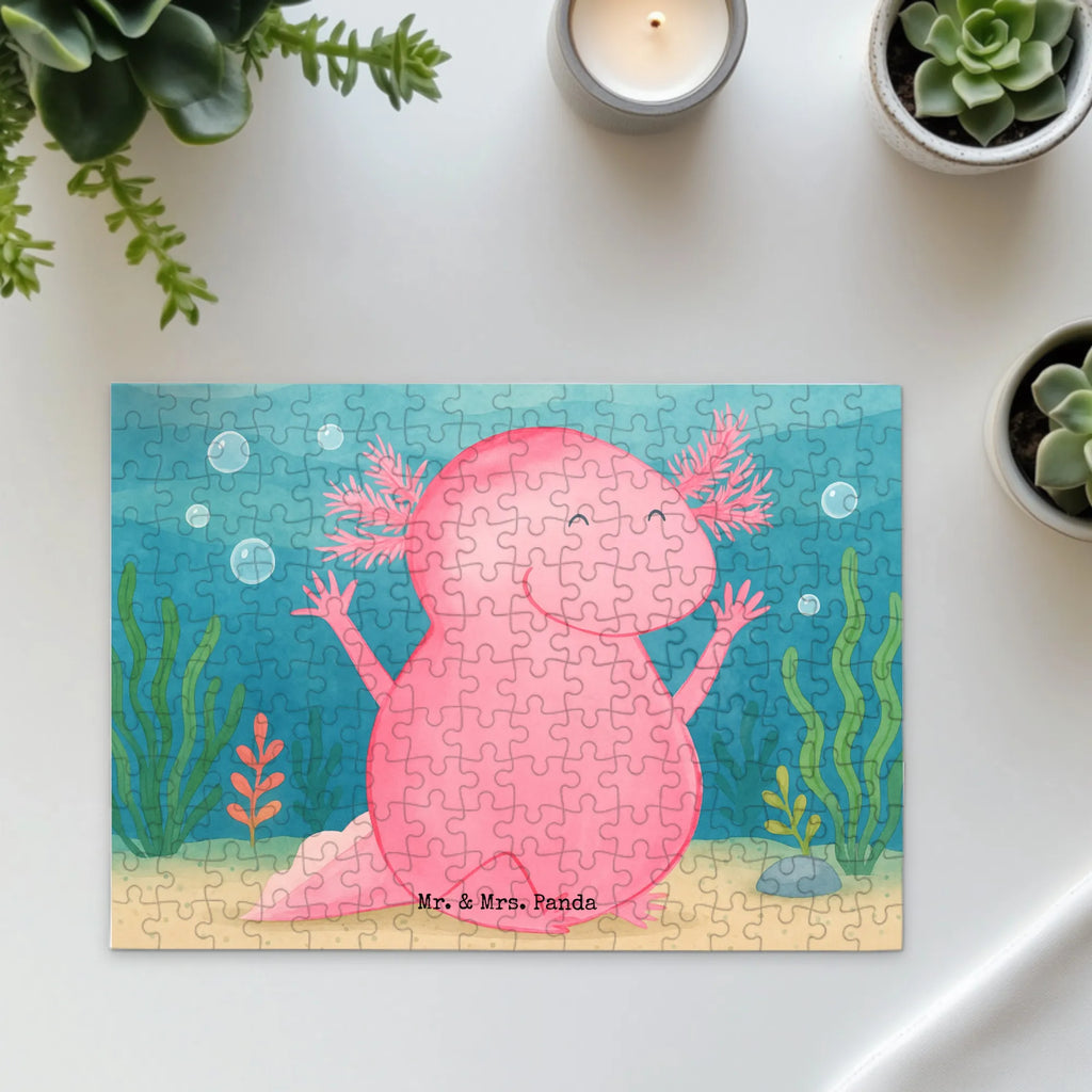 Puzzle Axolotl Hurra Design Puzzle, Axolotl, Molch, Axolot, Schwanzlurch, Lurch, Lurche, fröhlich, Spaß, Freude, Motivation, Zufriedenheit
