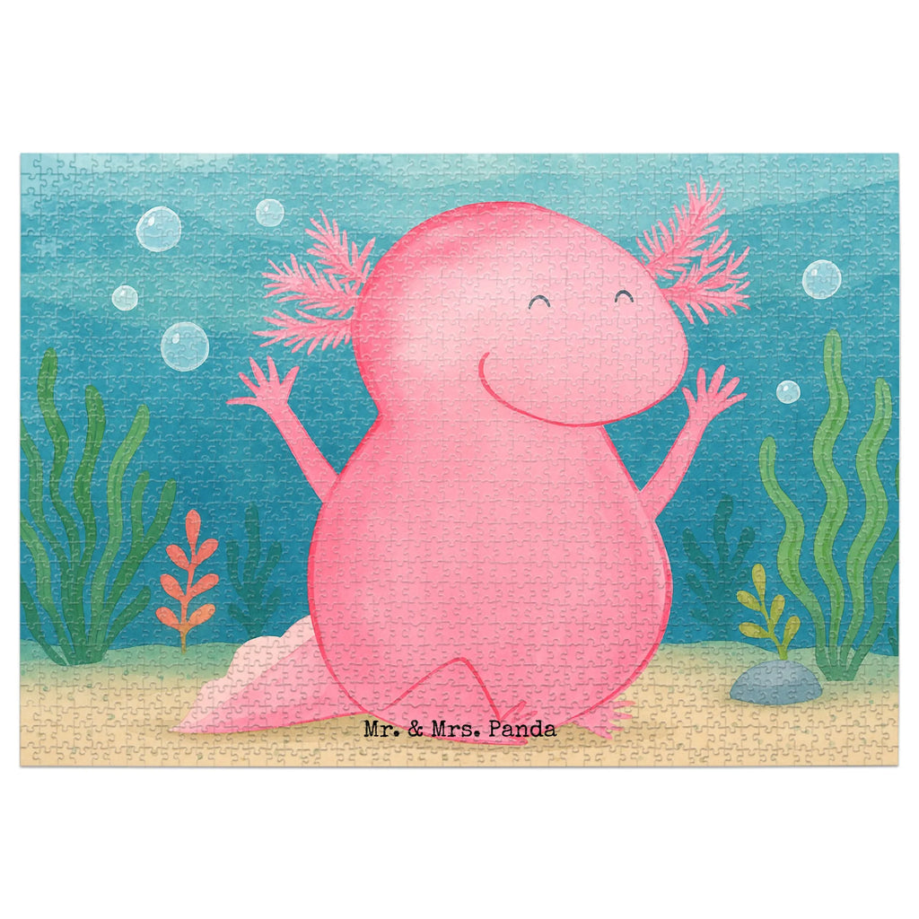 Puzzle Axolotl Hurra Design Puzzle, Axolotl, Molch, Axolot, Schwanzlurch, Lurch, Lurche, fröhlich, Spaß, Freude, Motivation, Zufriedenheit