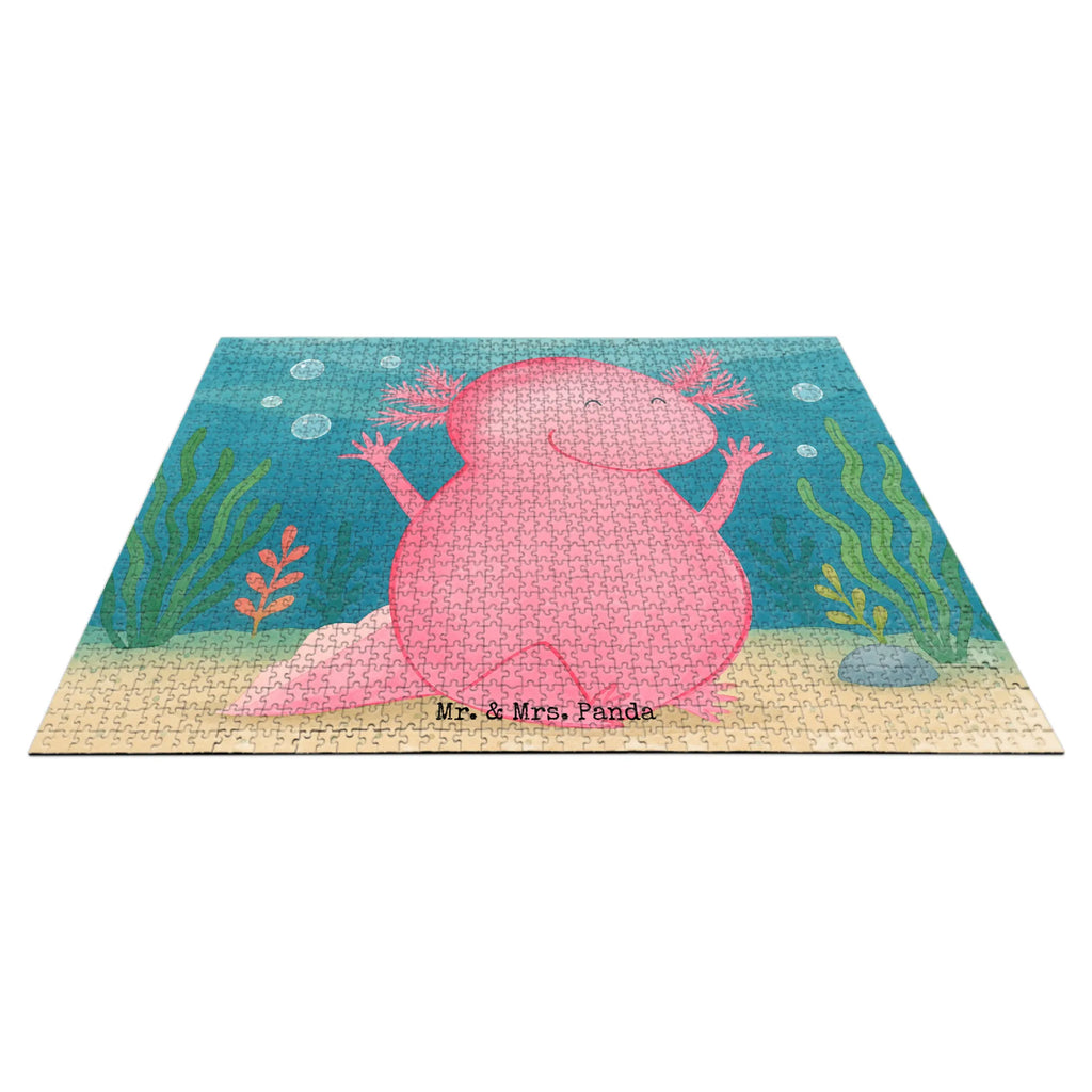 Puzzle Axolotl Hurra Design Puzzle, Axolotl, Molch, Axolot, Schwanzlurch, Lurch, Lurche, fröhlich, Spaß, Freude, Motivation, Zufriedenheit