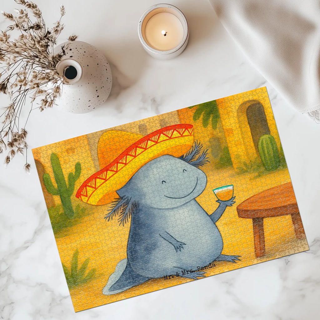 Puzzle Axolotl Tequila Design Puzzle, Axolotl, Molch, Mexico, Mexiko, Sombrero, Zitrone, Tequila, Motivation, Spruch, Schwanzlurch, Lurch, Lurche, Axolot, Feuerdrache, Feuersalamander