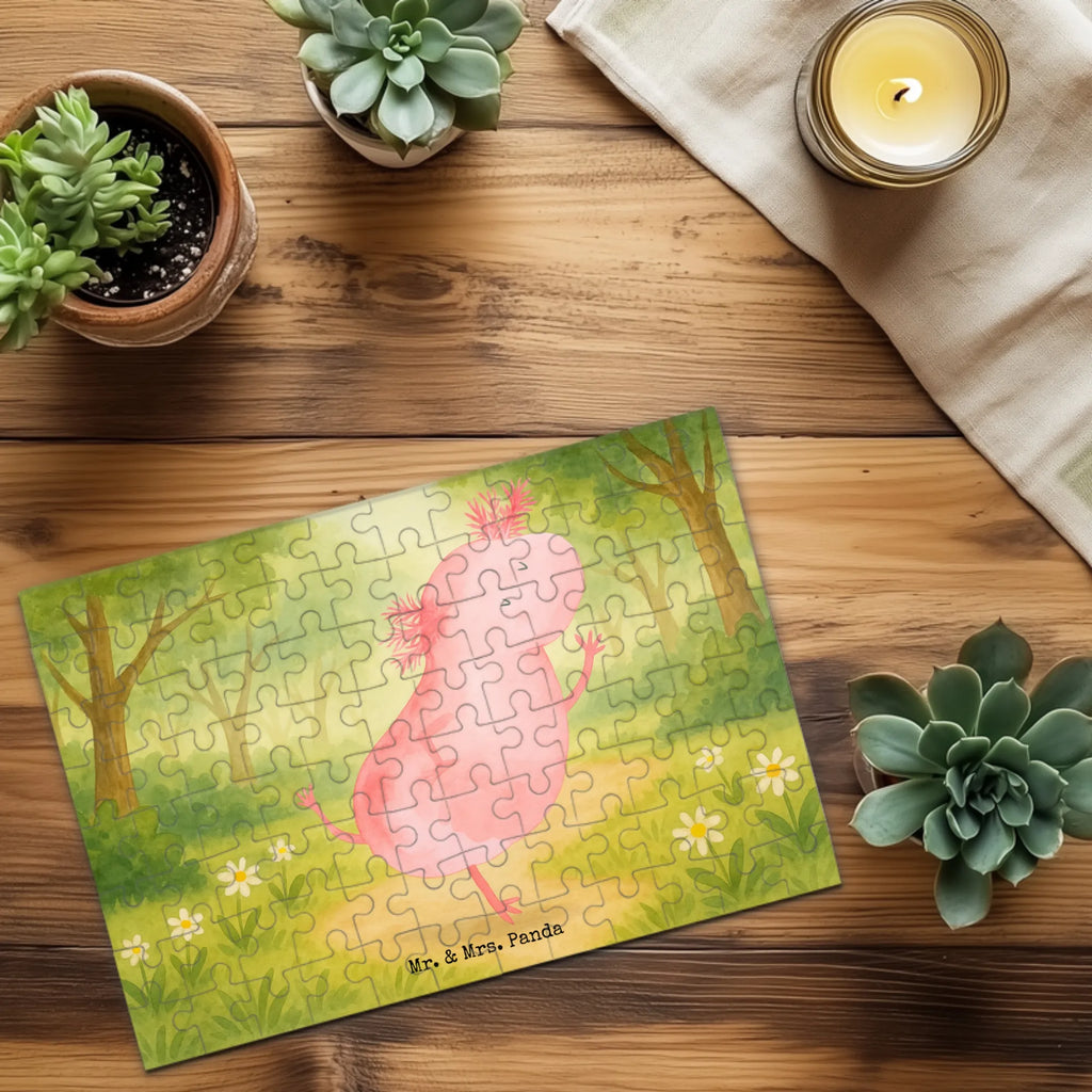 Puzzle Axolotl Tanzen Design Puzzle, Axolotl, Molch, Axolot, Schwanzlurch, Lurch, Lurche, Dachschaden, Sterne, verrückt, Freundin, beste Freundin