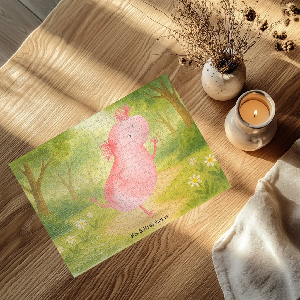 Puzzle Axolotl Tanzen Design Puzzle, Axolotl, Molch, Axolot, Schwanzlurch, Lurch, Lurche, Dachschaden, Sterne, verrückt, Freundin, beste Freundin