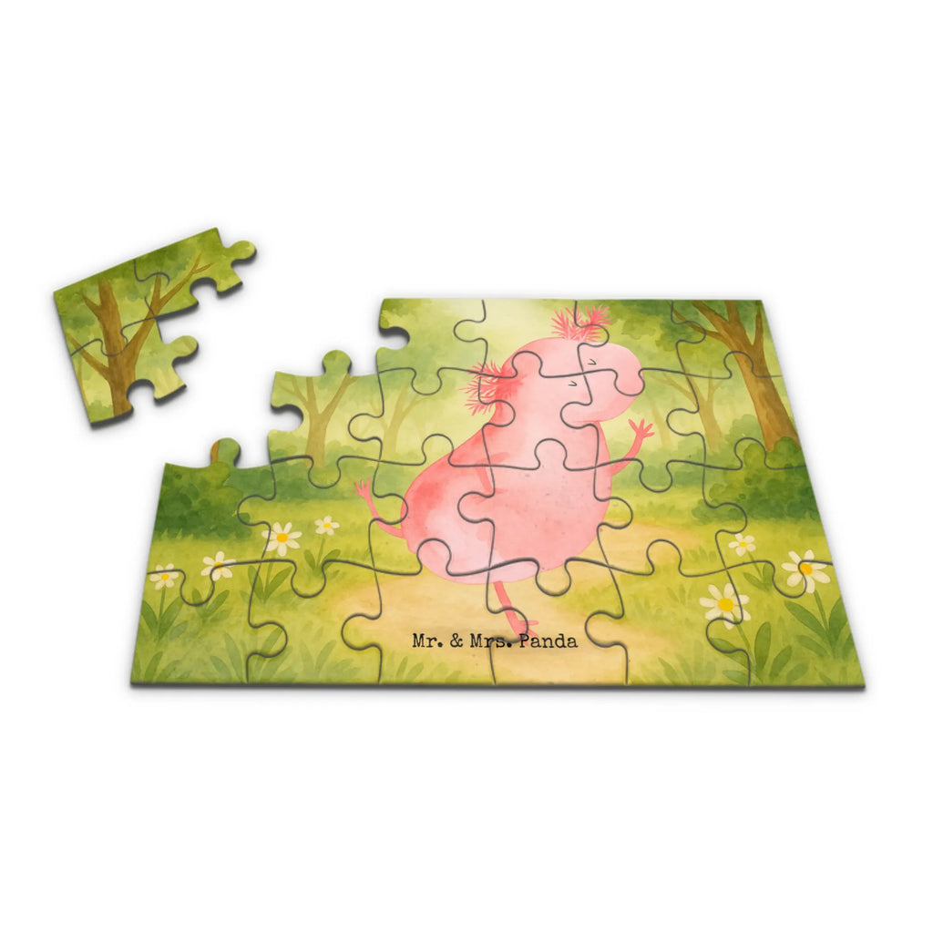 Puzzle Axolotl Tanzen Design Puzzle, Axolotl, Molch, Axolot, Schwanzlurch, Lurch, Lurche, Dachschaden, Sterne, verrückt, Freundin, beste Freundin