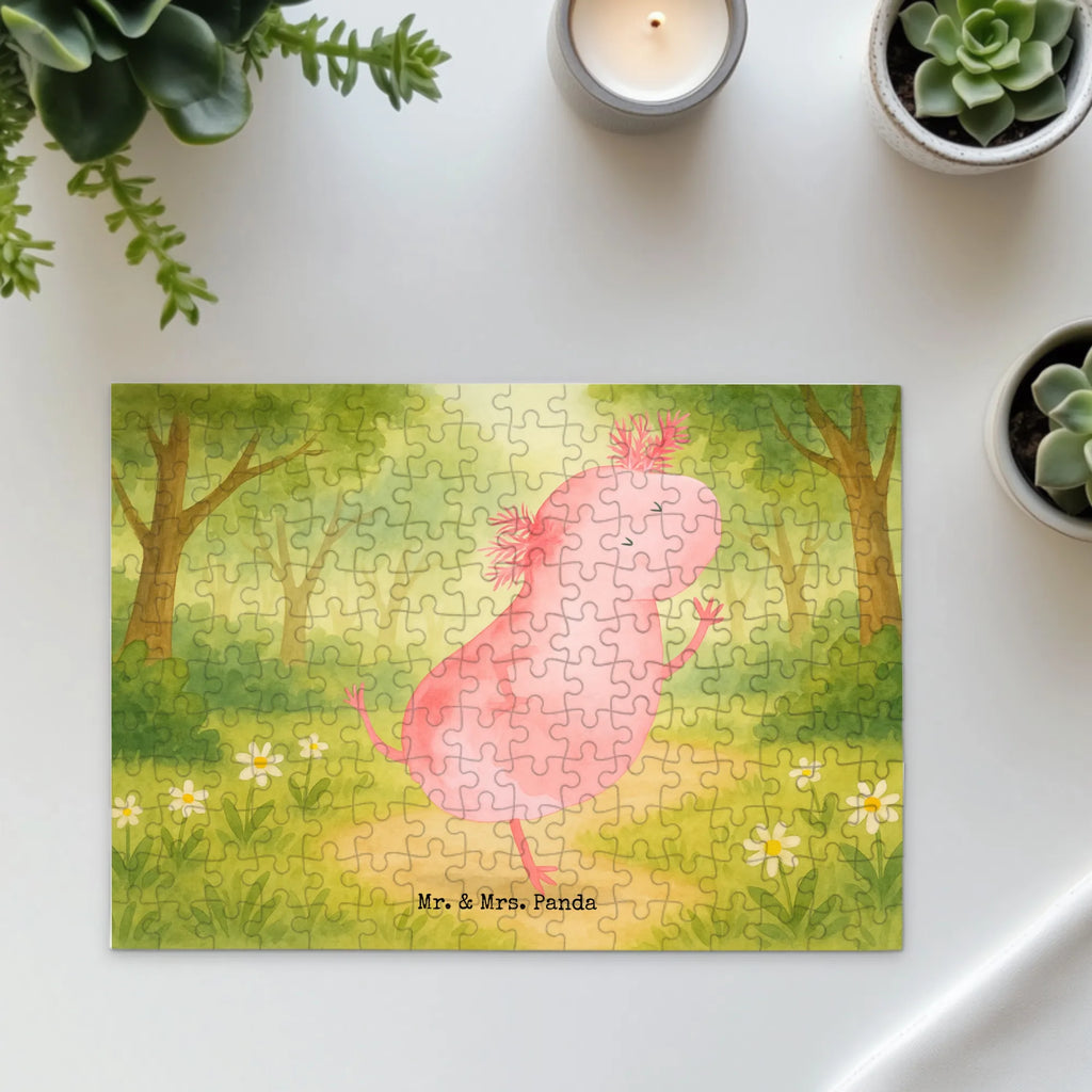 Puzzle Axolotl Tanzen Design Puzzle, Axolotl, Molch, Axolot, Schwanzlurch, Lurch, Lurche, Dachschaden, Sterne, verrückt, Freundin, beste Freundin