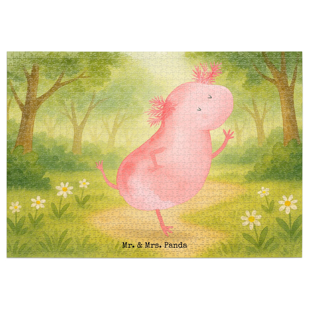Puzzle Axolotl Tanzen Design Puzzle, Axolotl, Molch, Axolot, Schwanzlurch, Lurch, Lurche, Dachschaden, Sterne, verrückt, Freundin, beste Freundin