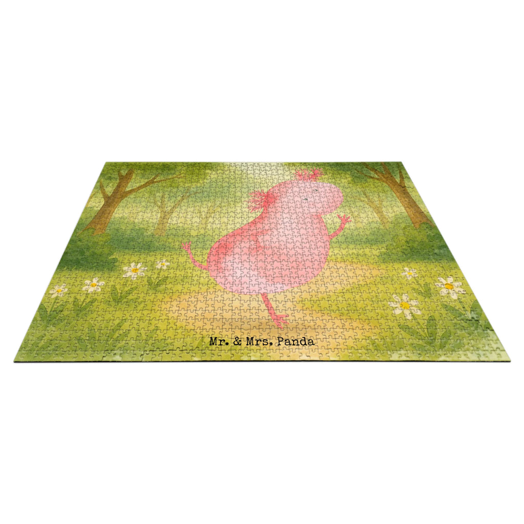 Puzzle Axolotl Tanzen Design Puzzle, Axolotl, Molch, Axolot, Schwanzlurch, Lurch, Lurche, Dachschaden, Sterne, verrückt, Freundin, beste Freundin