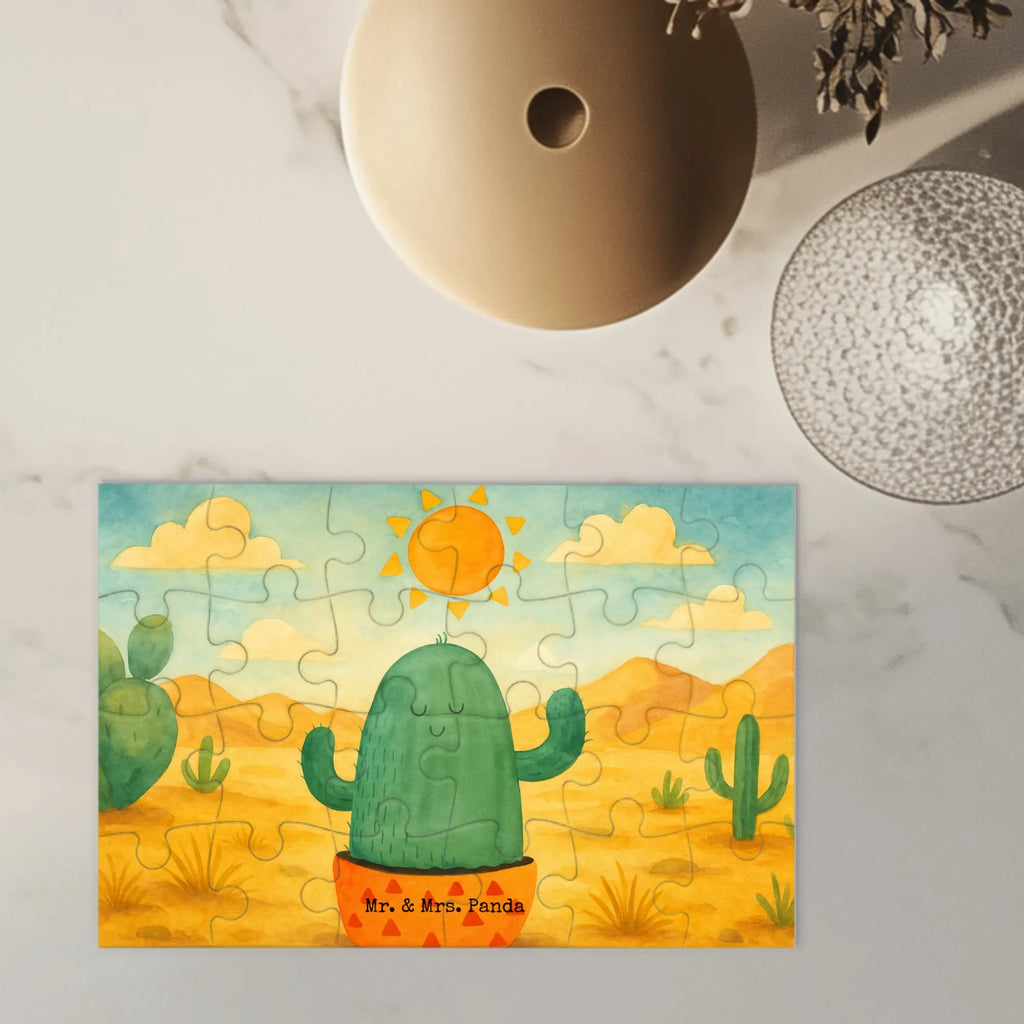 Puzzle Kaktus Sonne Design Puzzle, Kaktus, Kakteen, Liebe Kaktusliebe, Sonne, Sonnenschein, Glück, glücklich, Motivation, Neustart, Trennung, Ehebruch, Scheidung, Freundin, Liebeskummer, Liebeskummer Geschenk, Geschenkidee