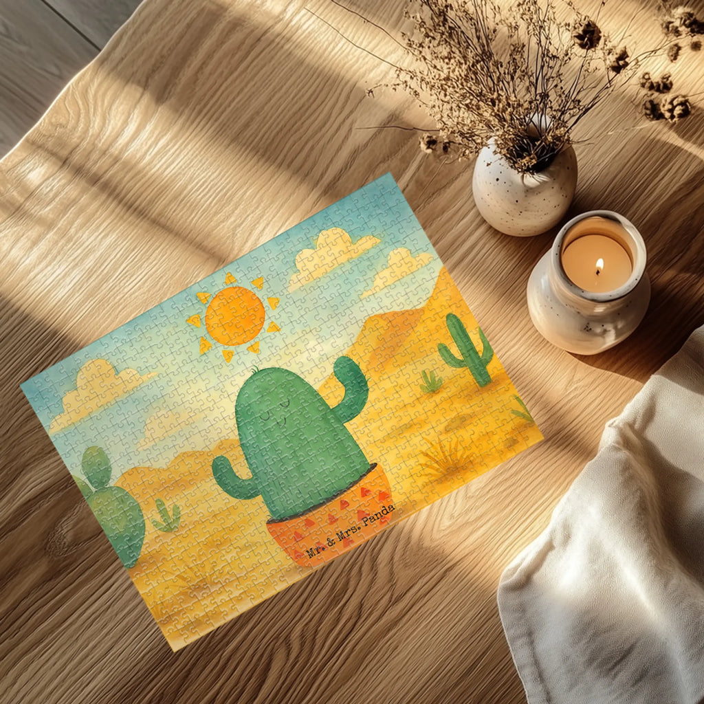 Puzzle Kaktus Sonne Design Puzzle, Kaktus, Kakteen, Liebe Kaktusliebe, Sonne, Sonnenschein, Glück, glücklich, Motivation, Neustart, Trennung, Ehebruch, Scheidung, Freundin, Liebeskummer, Liebeskummer Geschenk, Geschenkidee