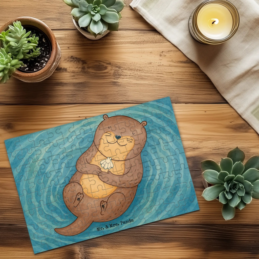 Puzzle Otter Muschel Design Puzzle, Otter, Fischotter, Seeotter, Otterliebe, grübeln, träumen, Motivation, Tagträumen, Büro