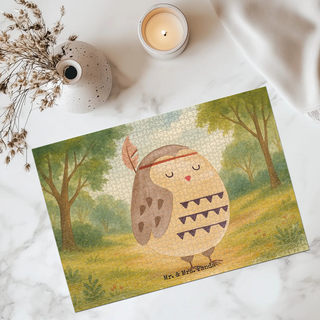 Puzzle Eule Federschmuck Design Puzzle, Eule, Eule Deko, Owl, Das Leben ist ein Abenteuer, Reisespruch, Federschmuck, Dekoration