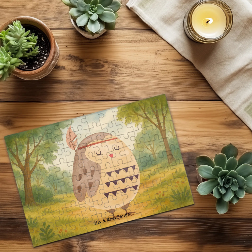 Puzzle Eule Federschmuck Design Puzzle, Eule, Eule Deko, Owl, Das Leben ist ein Abenteuer, Reisespruch, Federschmuck, Dekoration