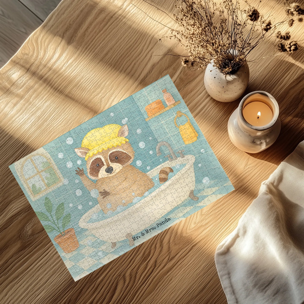 Puzzle Waschbär Design Puzzle, Tiermotive, Gute Laune, lustige Sprüche, Tiere, Waschbär, Tagträumen, Plan, Fröhlich, waschen, Seifenblasen