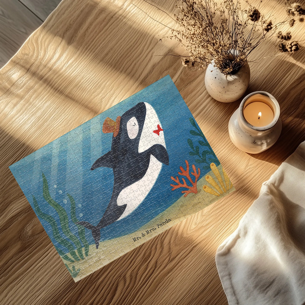 Puzzle Orca Zylinder Design Puzzle, Meerestiere, Meer, Urlaub, Narwal, Glitter, Konfetti, Glitzer, Geburtstag, Feier, Fete, Fest, Glückwunsch, Orca