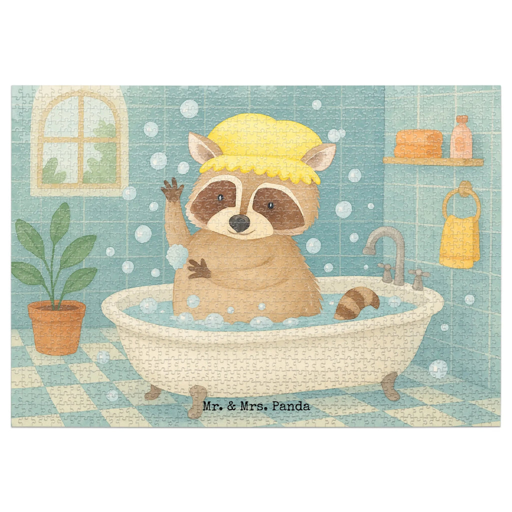 Puzzle Waschbär Design Puzzle, Tiermotive, Gute Laune, lustige Sprüche, Tiere, Waschbär, Tagträumen, Plan, Fröhlich, waschen, Seifenblasen