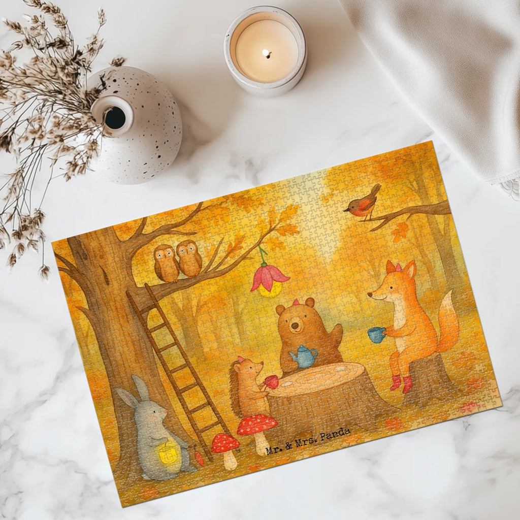 Puzzle Waldtiere Picknick Design Puzzle, Tiermotive, Gute Laune, lustige Sprüche, Tiere, Waldtiere, Picknick, Wald, Fuchs, Hase, Igel, Maus, Eichhörnchen