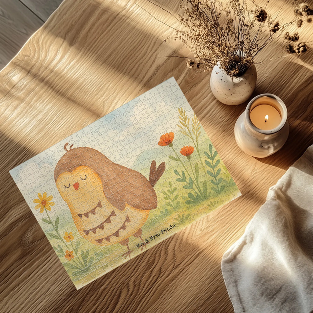 Puzzle Eule Zufrieden Design Puzzle, Eule, Eule Spruch, Eule deko, Owl, Liebe Spruch, Romantisch, Wortspiel lustig, Spruch schön, Geschenk Hochzeitstag