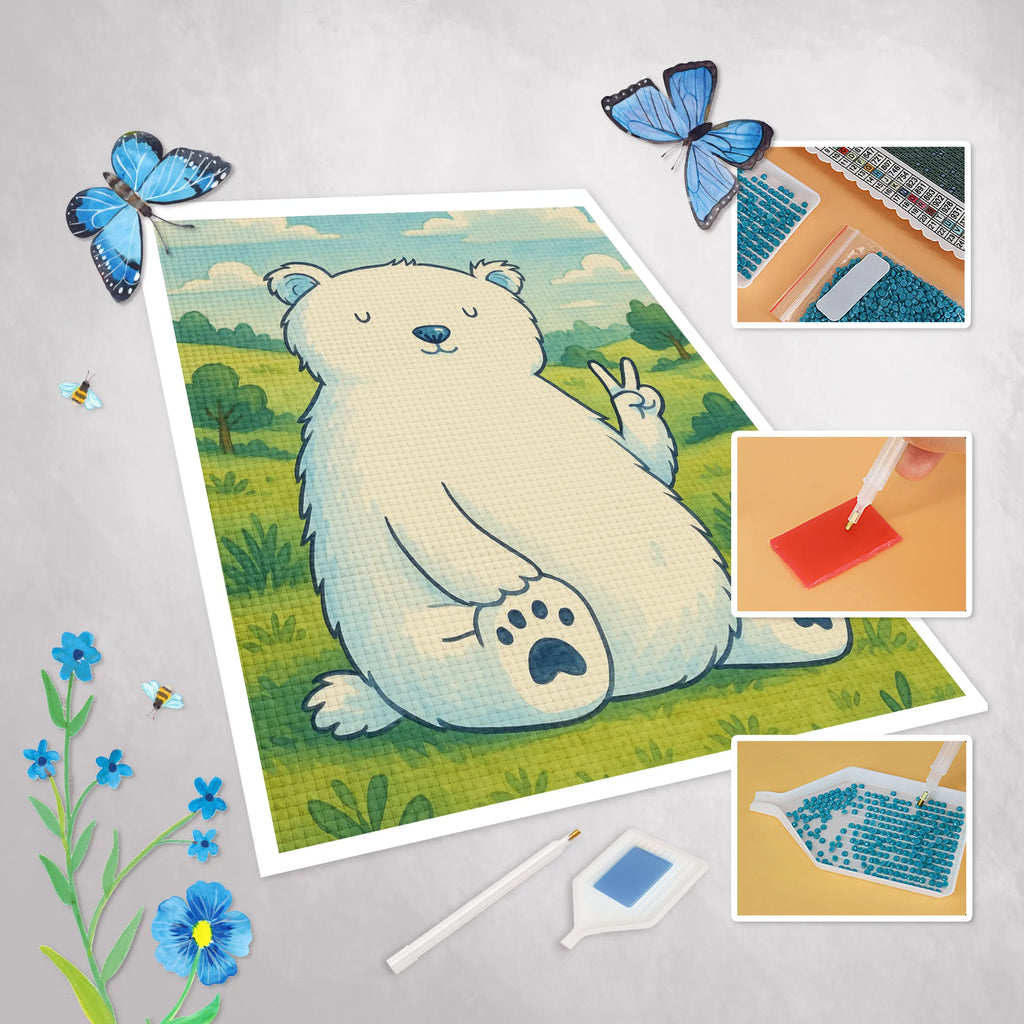 Diamond Painting Eisbär Faul Design Diamond Painting, Kreativität, Kristallbild, DIY, Bär, Teddy, Teddybär, Nordpol, Relaxen, Eisbär, Entspannen, Arbeitsplatz, Homeoffice, Faul, Arbeit, Büro, Bürojob