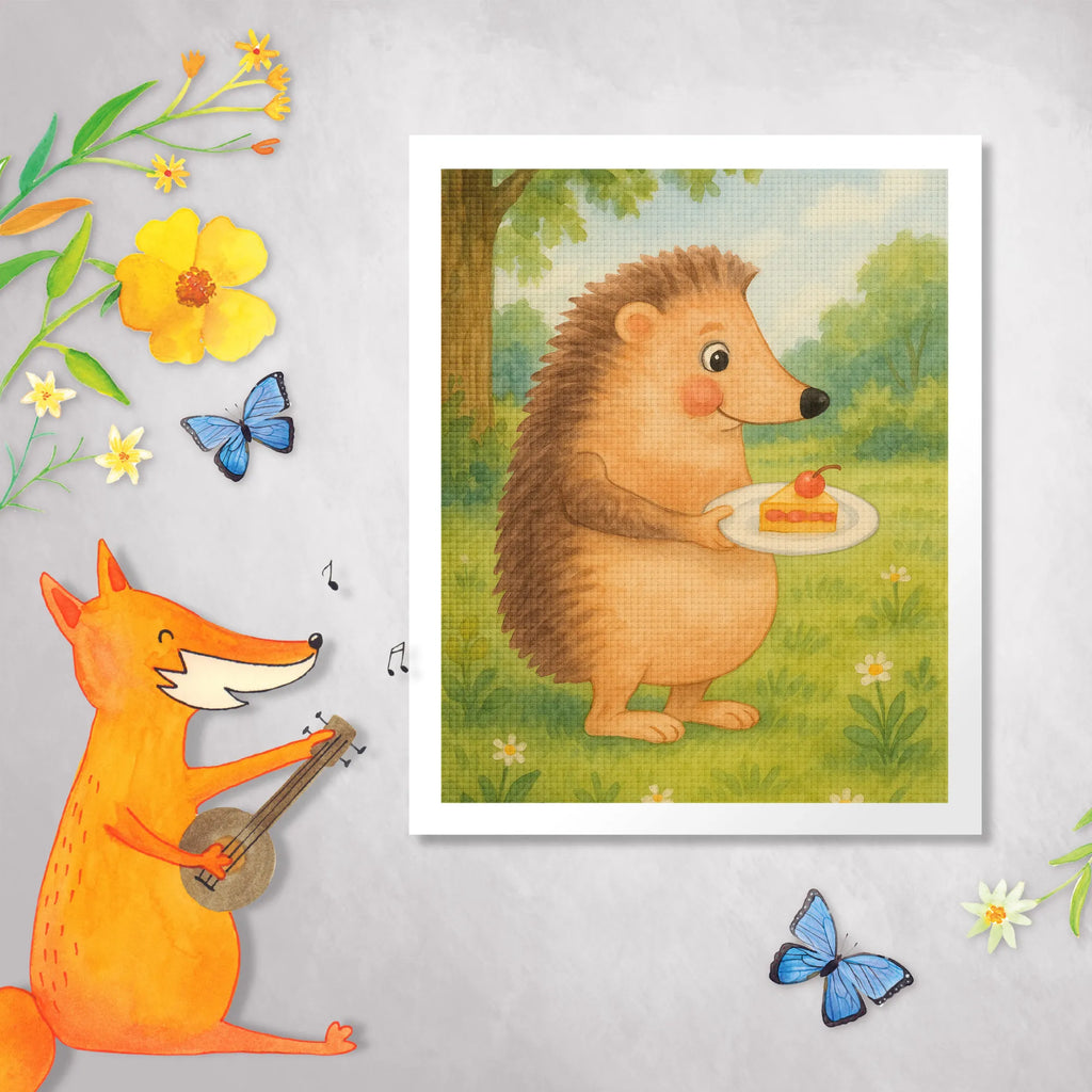 Diamond Painting Hedgehog piece of cake Design small animals, cute, funny, cute animal motives, hand drawn, small world, funny sayings, good mood, happy, gifts, gift ideas, special gifts, animal lover, card, cake, hedgehog, birthday cake, invitation party, bake cake, food saying, baking gift