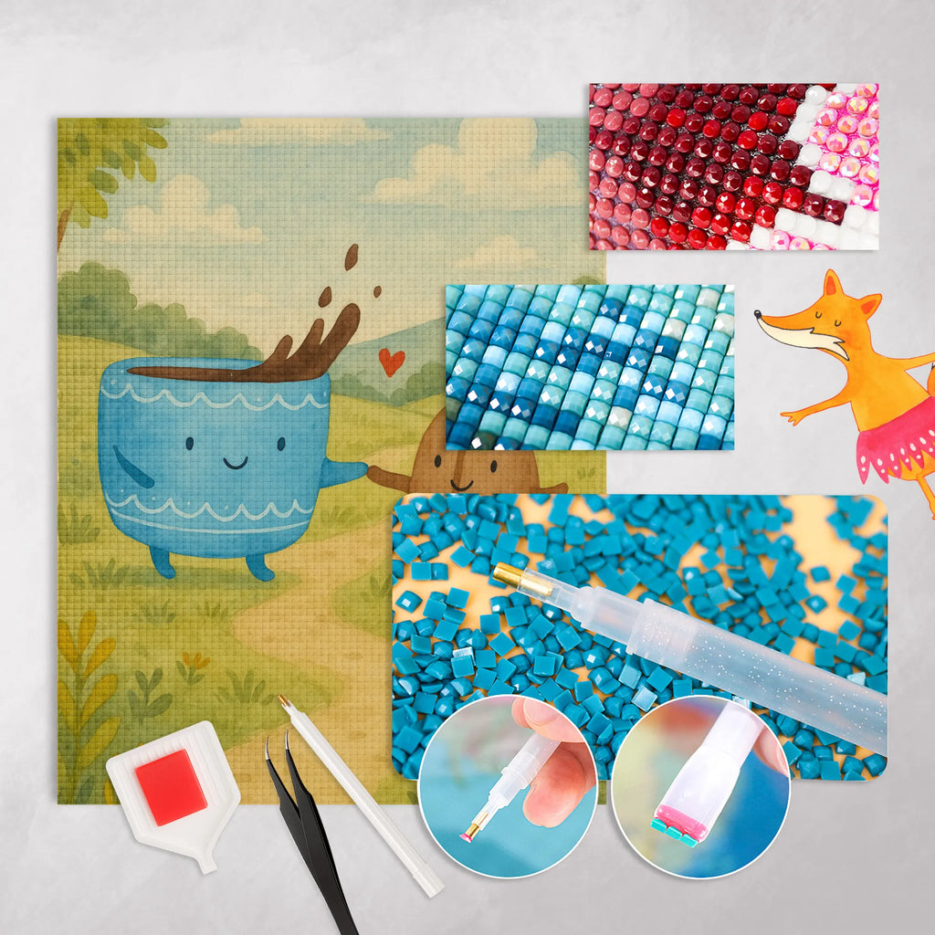 Diamond Painting Coffee Bean Design small animals, cute, funny, cute animal motives, hand drawn, small world, funny sayings, good mood, happy, gifts, gift ideas, special gifts, animal lover, card, pleasure, happiness, coffee bean, Coffee, satisfaction